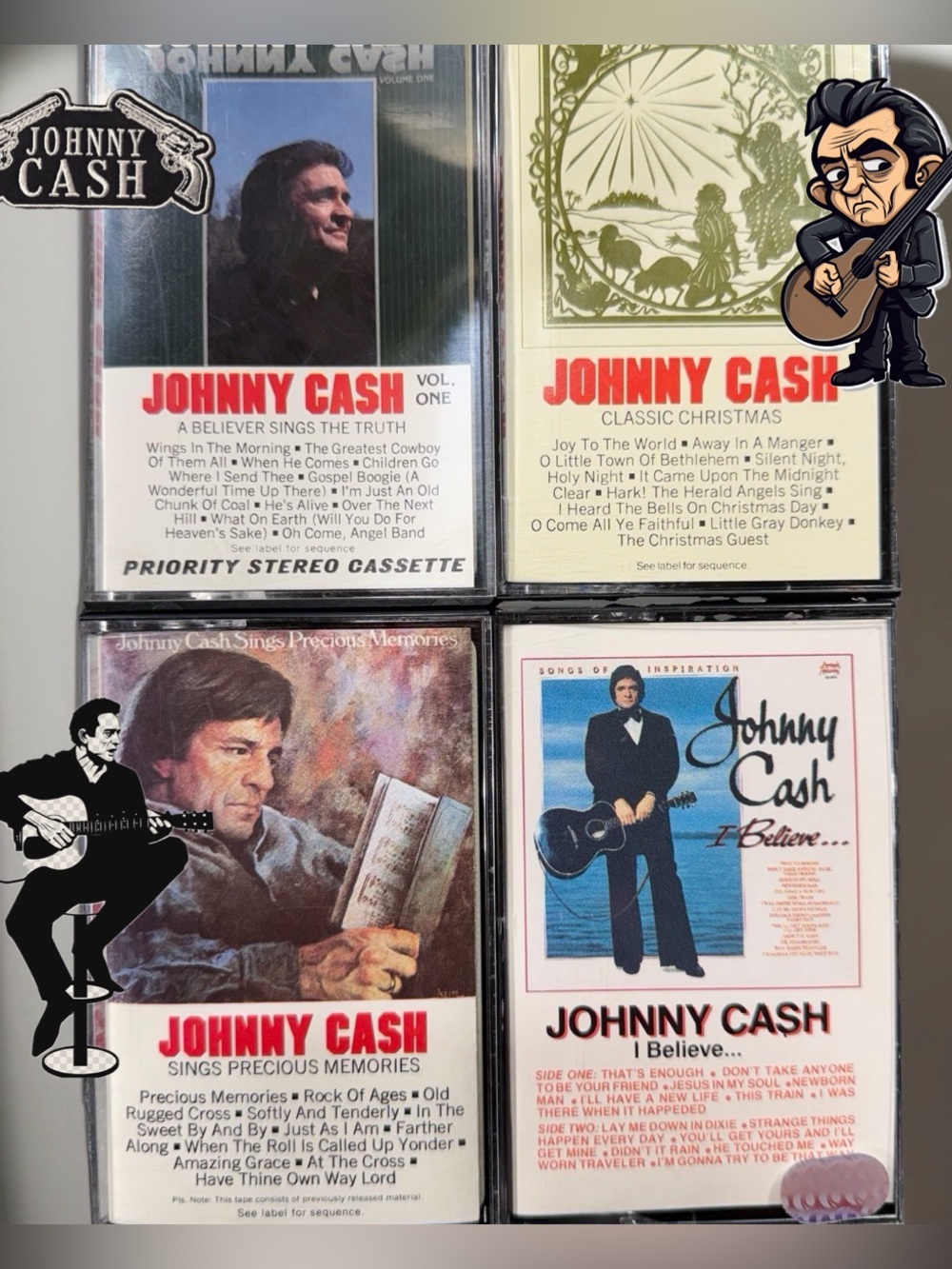 Lot 4 Johnny Cash Cassette Tapes Gospel Christmas Precious Memories I Believe